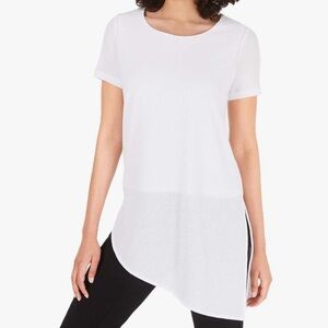 🌹 NWT! Alfani White Elegant Asymmetrical Super Tunic Blouse Size M